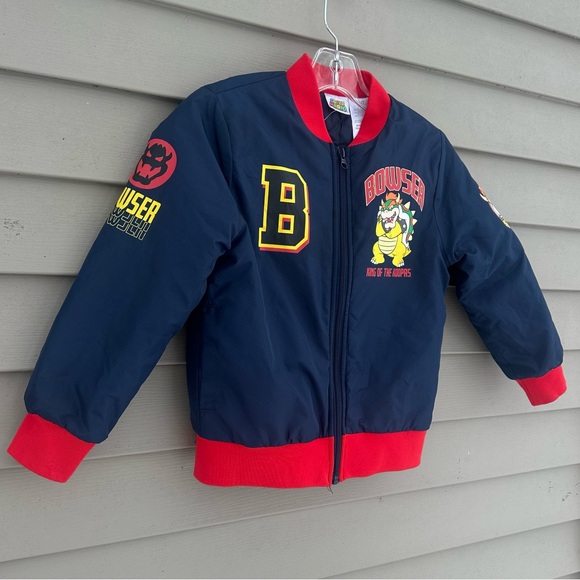 Super Mario bowser bomber jacket Sz 7/8 - Picture 3 of 5